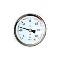 Термометр биметаллический осевой с гильзой 0-120°С