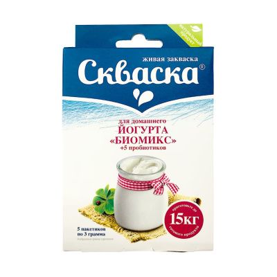Закваска для йогурта с пробиотиками Скваска, 5 пакетиков по 3 г