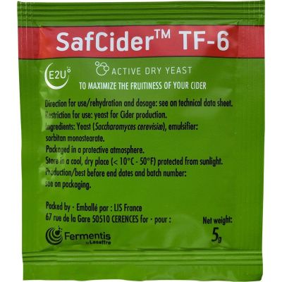 Дрожжи для сидра Fermentis SafCider TF-6, 5 г Дрожжи для сидра Fermentis SafCider TF-6, 5 г