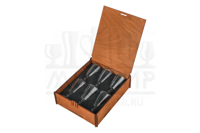 Подарочный набор из 6 рюмок-лафитников 55 мл в фанерной упаковке "Набор для путешествия"