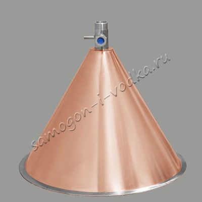 Медная конусная крышка "аламбик" для кубов 37 литров (D360) -