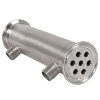 Кожухотрубный дефлегматор 200 мм (7 трубок), кламп 2", штуцеры резьба 1/2"